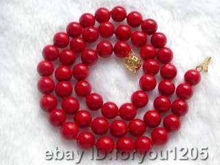 Genuine17.5 Natural Red Round Coral Necklace 9K clasp  