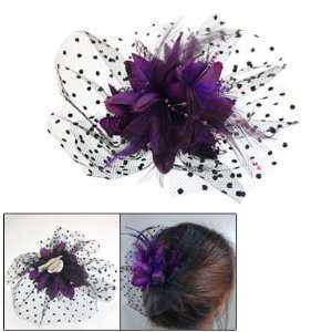 Rosallini Dotted Mesh Purple Feather Decor Fabric Corsage Cocktail 