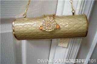 NEW GORGEOUS EVENING CLUTH DUSTY GOLD BAG  