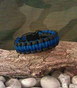 550 Paracord Survival Bracelet Police Black And Royal Blue Cobra Weave 