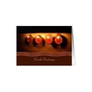  Diwali Greetings   A row of traditional clay lamps Card 