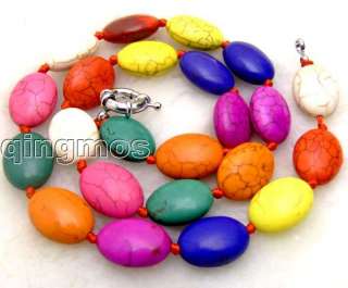 13*18mm Multicolor Oval TURQUOISE 18 Necklace nec5574  