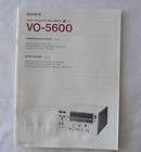 SONY VIDEO RECORDER VO 5600 OPERATING INSTRUCTIONS