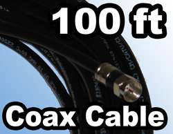 100 foot RG 6 Black COAXIAL CABLE RG6 Coax Satellite TV  