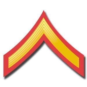 US Marine E 2 Private First Class Red/Gold Chevron Rank Insignia Decal 