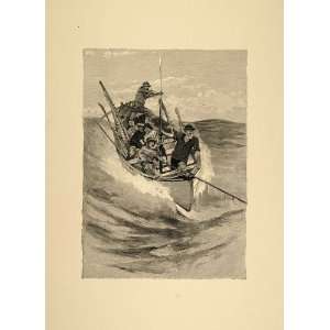  1893 Print Whale Fishing Boat Fishermen Harpoon Taber 