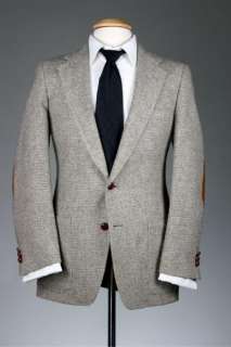Vintage John Weitz Gray 100% Wool Tweed 38 S Jacket/Blazer  
