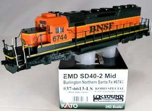 HO Scale SD40 2 Mid w/DCC & Sound   BNSF #6744   KATO  
