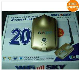 WiFiSKY 1500mW USB Wireless LAN WiFi Adapter 20G power  