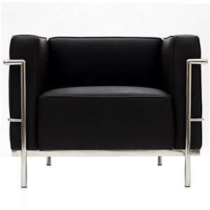  Le Corbusier Style LC3 Armchair in Genuine Black Leather 