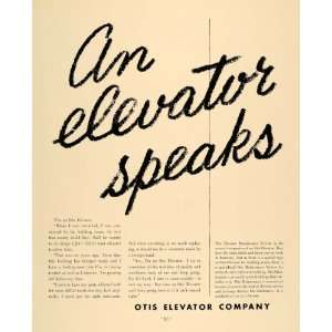  1935 Ad Otis Elevator Maintenance Service Speaks Talks 