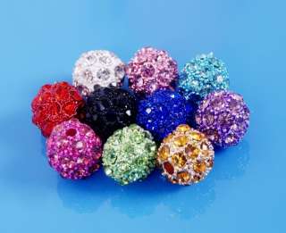 Wholesale Lot 20pcs 10mm Disco Ball Crystal Beads Fit Shamballa 