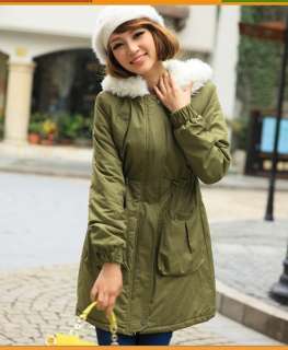 wholesale Elegant Design Fur Collar Coat Army Green
