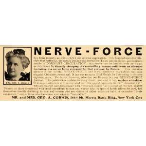   Vintage Ad Nerve Force Quackery Remedy Cure Corwin   Original Print Ad