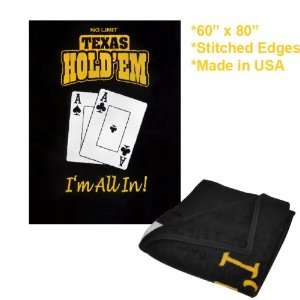  Texas Holdem Poker Blanket   Huge 60 X 80 Size Sports 