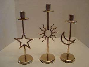 Set of 3 Gatco Solid Brass Candlesticks Made in India  