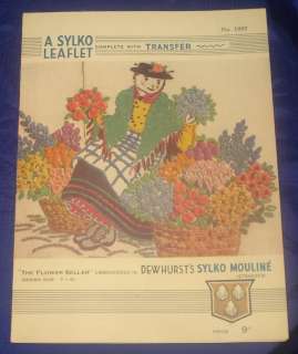 WB002 Vtg Sylko Leaflet Embroidery Pattern Transfer  