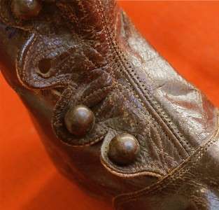 Antique leather baby shoes with buttons 1800s in top shape  