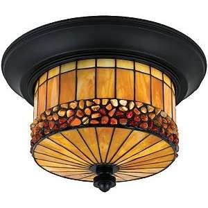   Flush Ceiling Mounted Porch Light In Mystic Black