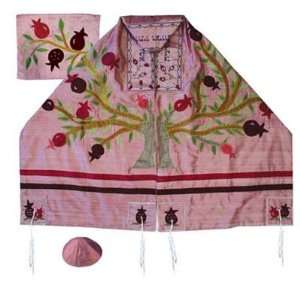 com Yair Emanuel Embroidered Raw Silk Tallit Prayer Shawl Set   Tree 
