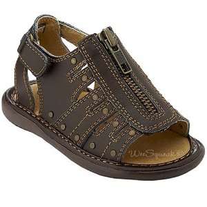 Wee Squeak Baby Toddler Little Boy Brown Zipper Top Sandals Shoes 3 12