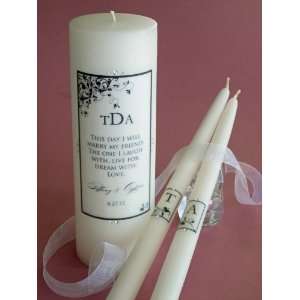  Black Corner Leaf Wedding Verse Unity Candle & Matching 