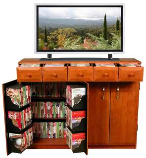 Oak 843 CD/DVD Media Storage Cabinet/Shelf/Rack w Lock  