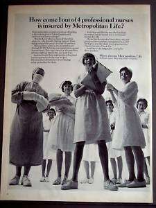 1966 Metropolitan health insurance nurse vintage ad  