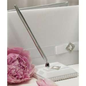  Wedding Favors Pure Elegance in Wedding White Satin Wrapped Pen 