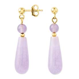 New 14k Gold Lavender Quartz Drop Dangle Earrings  