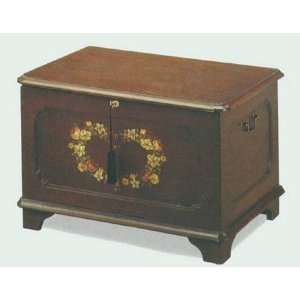   Painted Floral Heart Brown Finish Wood Cedar Chest