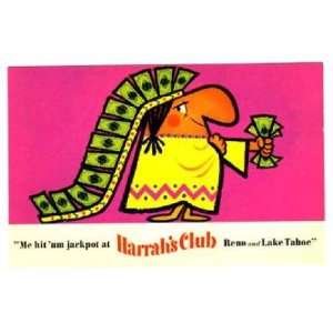  Harrahs Club Lake Tahoe Nevada Postcard 1960s JACKPOT 