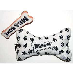  Milk Bone Canvas Paw Print Squeaky Chew Dog Toy, Medium   Bone 