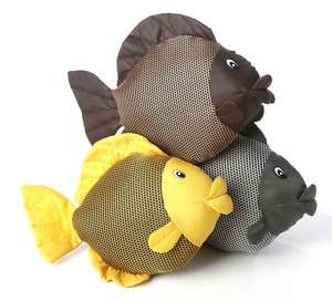 Dazzlers 8 Inch Yellow Fish Plush Dog Toy with Squeaker  
