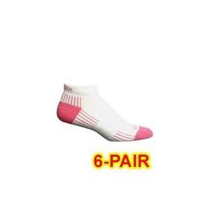   Bamboo Lo Cut Socks White/Pink MD 6 pack
