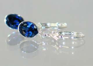 Created Blue Sapphire SterlingSilver Leverback Earrings  