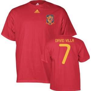  David Villa #7 Spain Soccer adidas Red 2010 World Cup Name 
