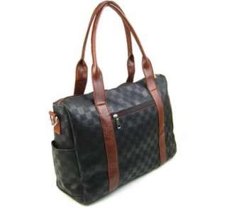 Fashion Mens Black PU Leather Handbags Totes Zipper Closures Shoulder 