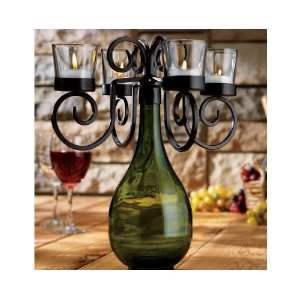  Vino Wine Bottle Candelabra, Holds 4 Tealights