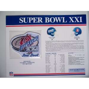   Super Bowl 21 (XXI) 1987 Phil Sims MVP Willabee Ward Patch and Stat