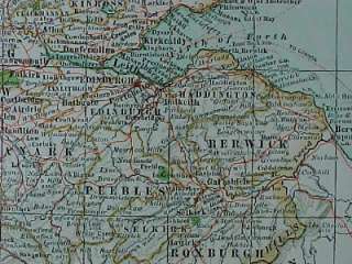 1897 Map SCOTLAND Edinburgh Glasgow Aberdeen Inverness Loch Ness 