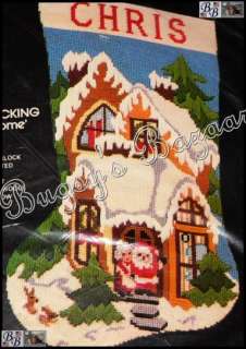 Vtg Bucilla CHRISTMAS WELCOME Stocking Needlepoint Kit   Santa & Mrs 