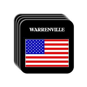 US Flag   Warrenville, Illinois (IL) Set of 4 Mini Mousepad Coasters