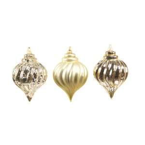  Pack of 12 Neutral Warmth Gold Teardrop Glass Christmas 