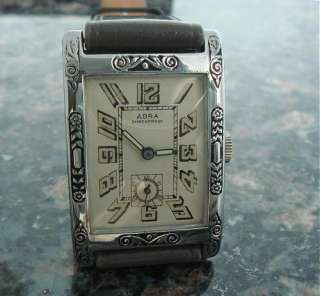   Old Antique Mint HUGE Oversized DECO Abra Wrist Watch SERVICED  