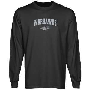 Wisconsin Whitewater Warhawks Charcoal Logo Arch Long Sleeve T shirt 