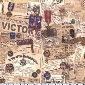  45 Wide Patriots Military Vintage Fabric By The Yard 