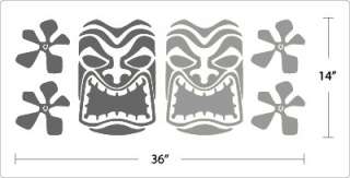 Hawaiian TIKI Masks & HIBISCUS   Vinyl Wall Art Decals  