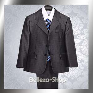 Boys Pinstripe Formal Suit Wedding Christening Outfit 5 pcs Size 2T 7 
