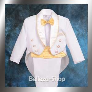 Boys White FORMAL Wedding Tuxedo Suit SZ 12 18m ST014A  